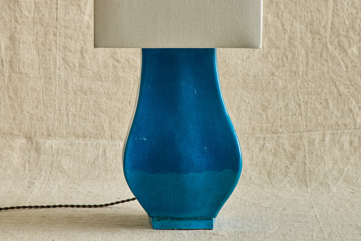 1960s Blue Ceramic Lamp