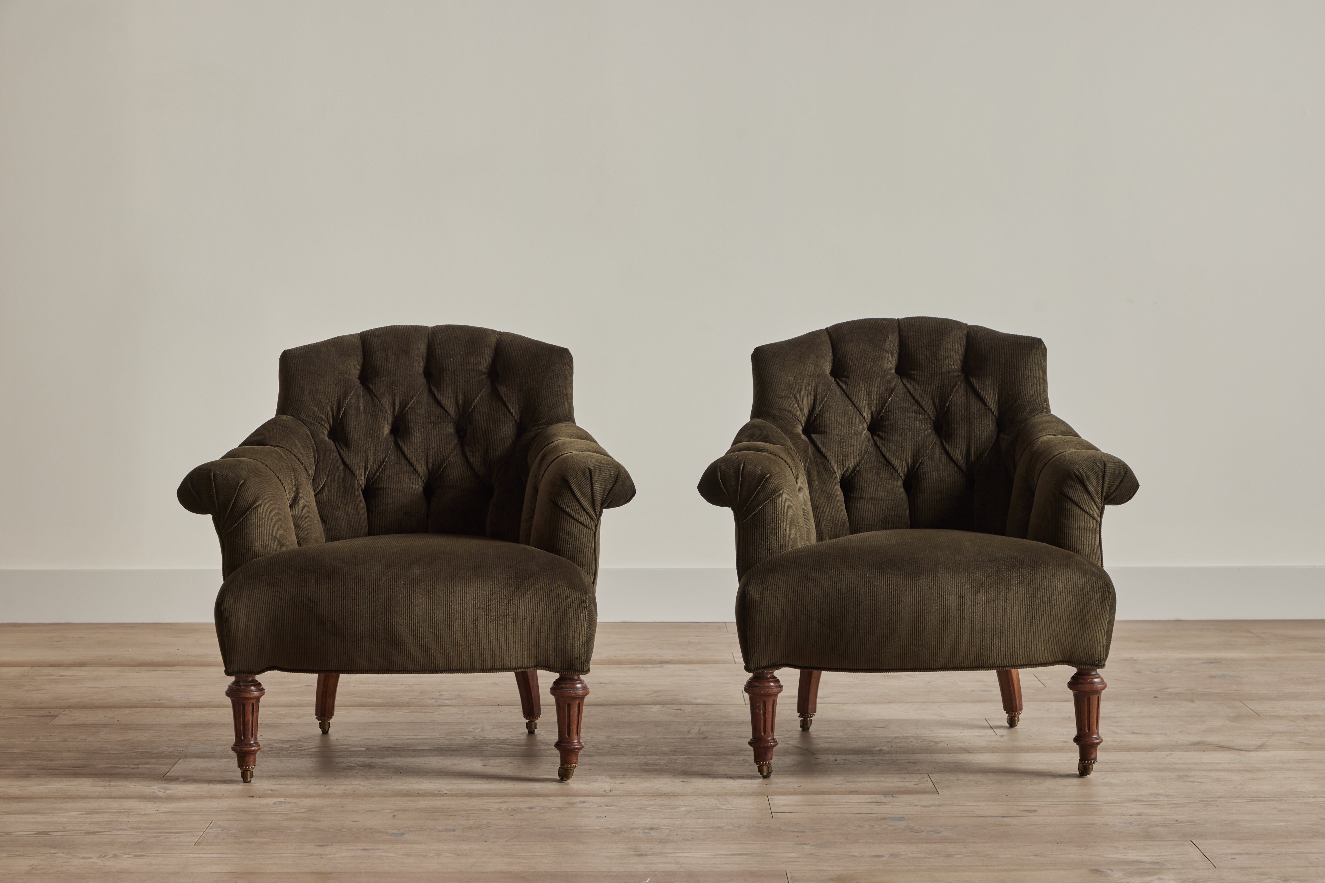 Pair of 19th Tufted Armchairs