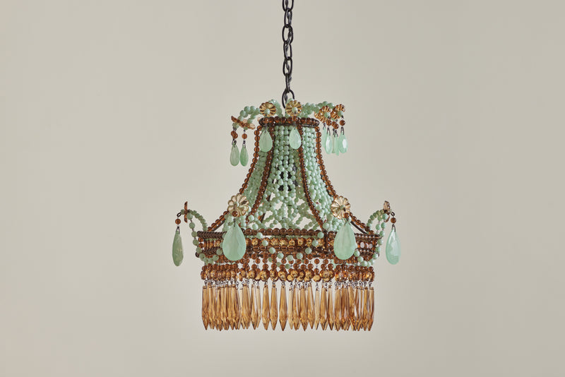 Turquoise and Brown Pavillon Chandelier