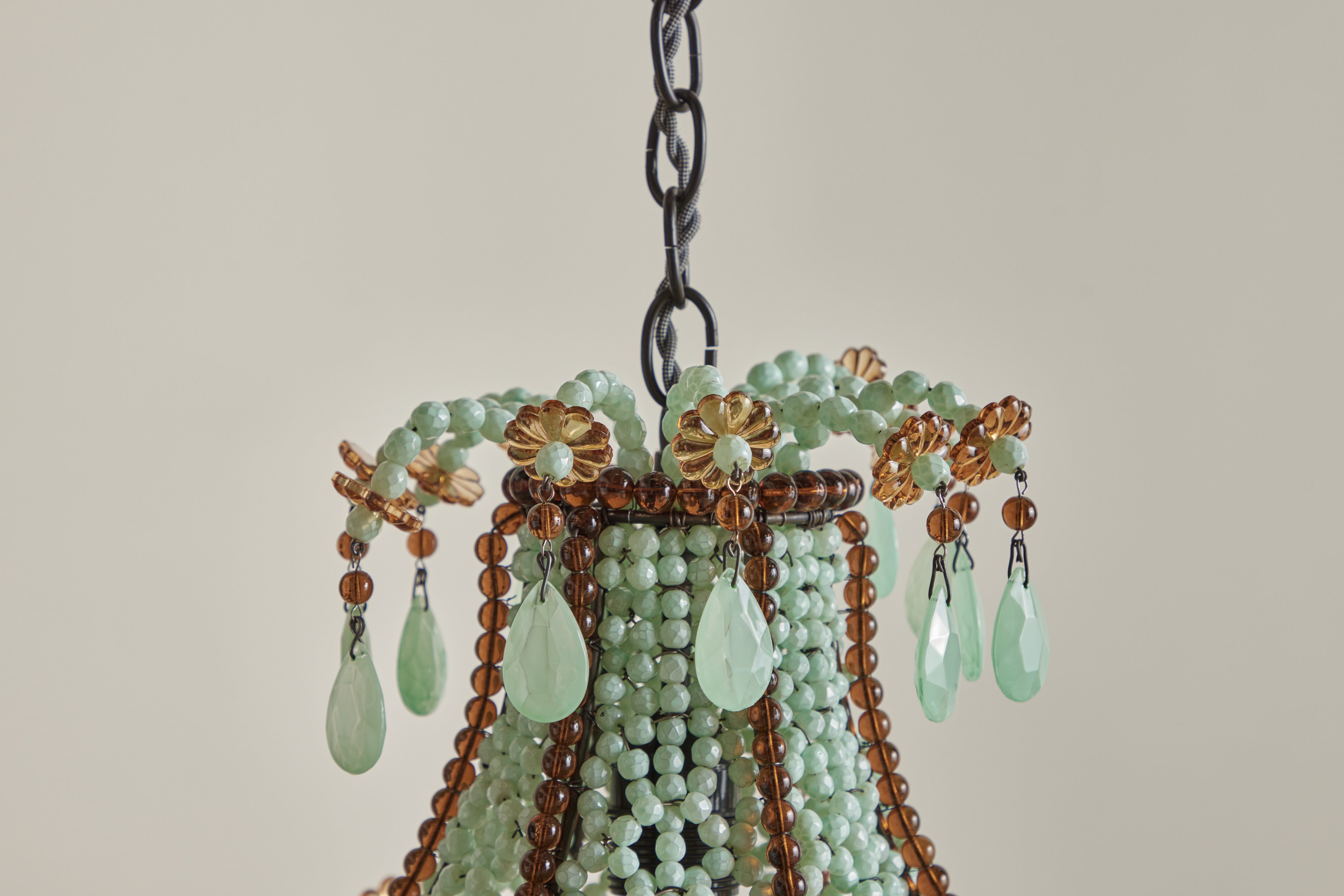 Turquoise and Brown Pavillon Chandelier