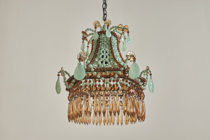 Turquoise and Brown Pavillon Chandelier