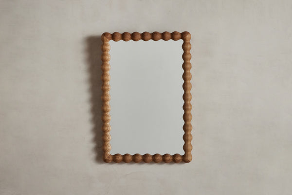 Small Bobbin Mirror in Natural Oak