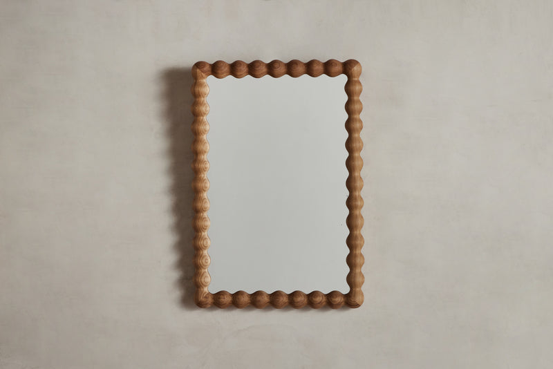 Small Bobbin Mirror in Natural Oak
