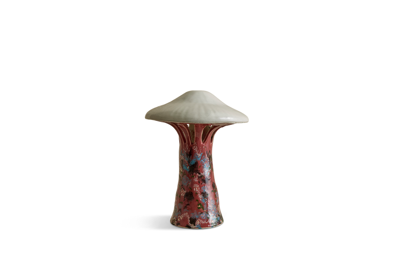 Shroom Lamp, Bright Pink & White