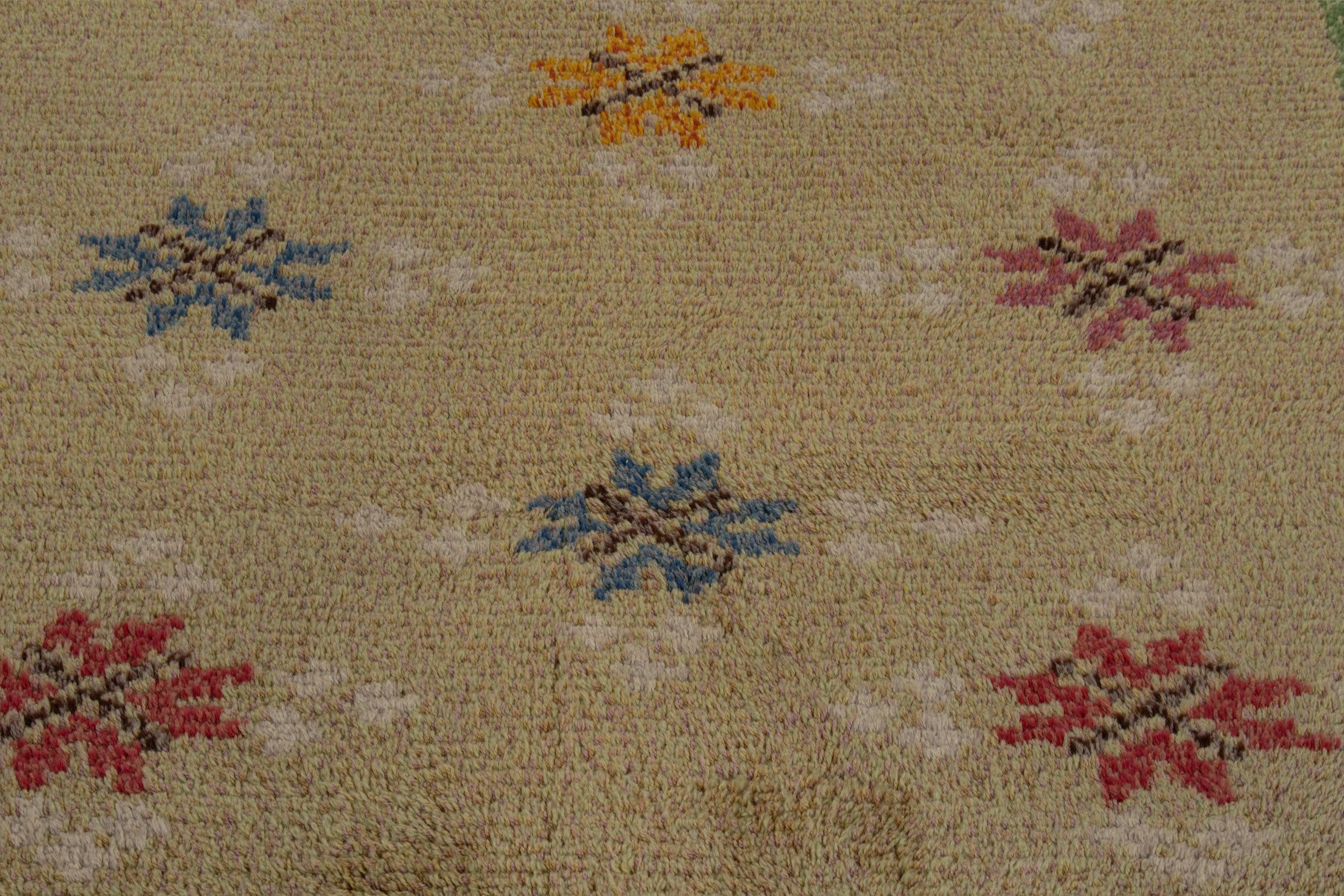 Tile Swedish Rya Floral Rug 4’9 X 6’6