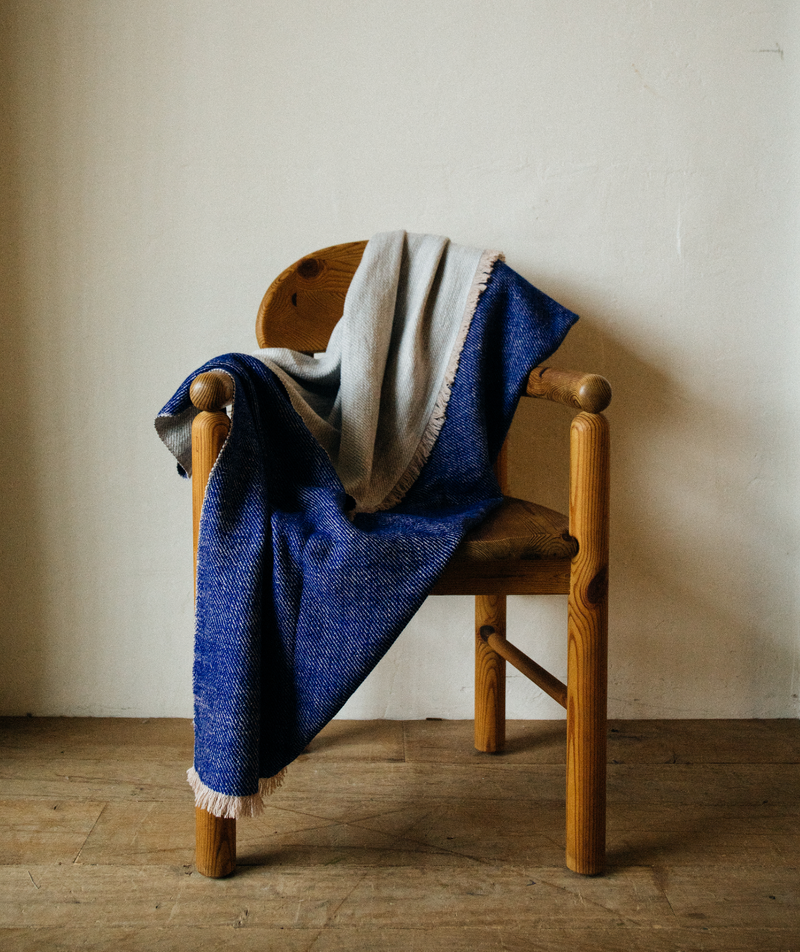 Cashmere Throw in Blue Ivory – Nickey Kehoe Cashmere Throw in Blue Ivory – Nickey Kehoe