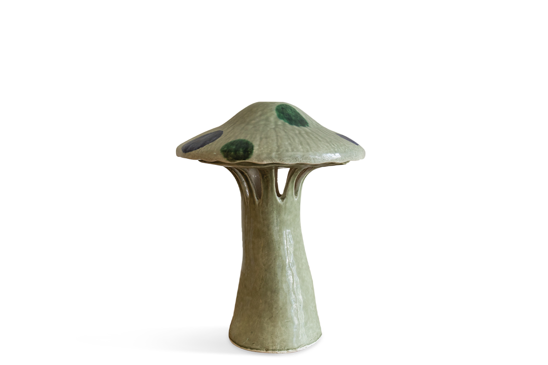 Atelier MVM, Ceramic Mushroom Lamp In Celadon Spotted