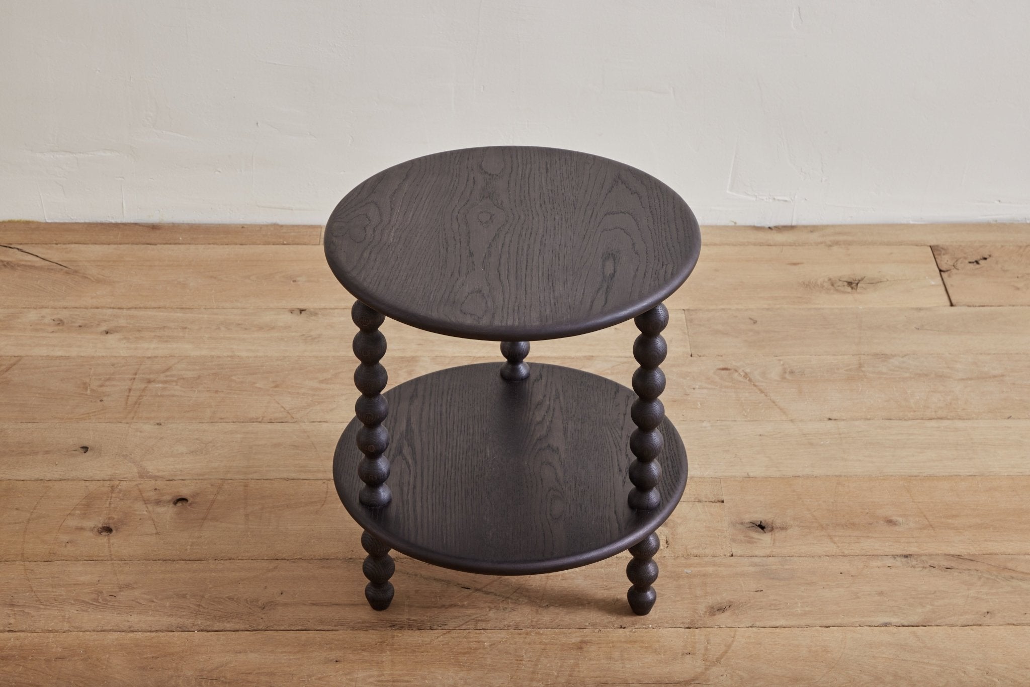 Alfred Newall, 2 - Tier Round Bobbin Side Table in Ebony (LA) - Nickey Kehoe