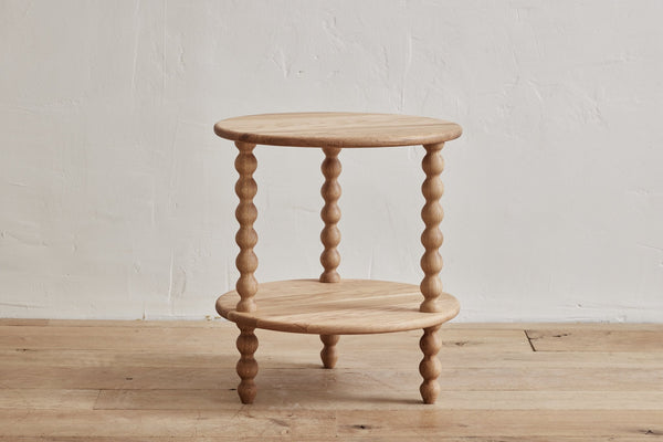 Alfred Newall, 2 - Tier Round Bobbin Side Table in Natural Oak (LA) - Nickey Kehoe