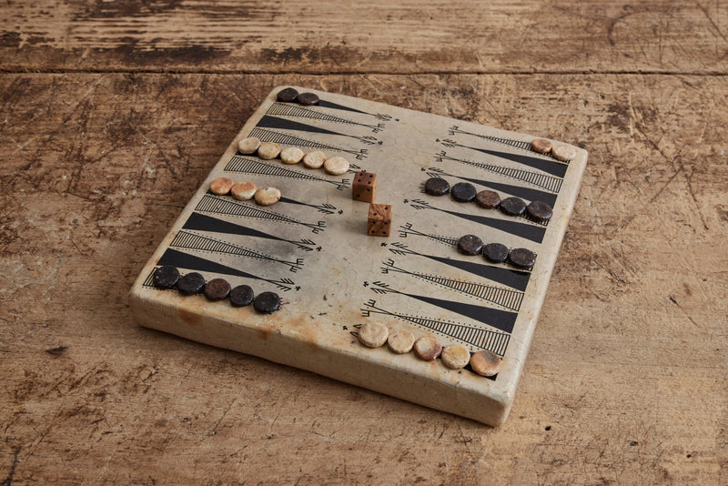 Black Earthenware Backgammon Set - Nickey Kehoe