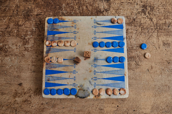 Blue Earthenware Backgammon - Nickey Kehoe