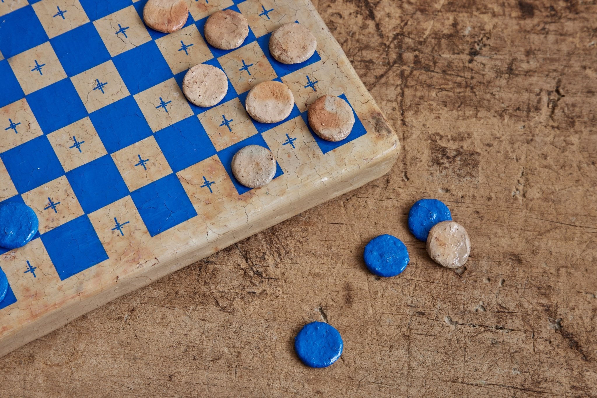 Blue Earthenware Checker Set - Nickey Kehoe