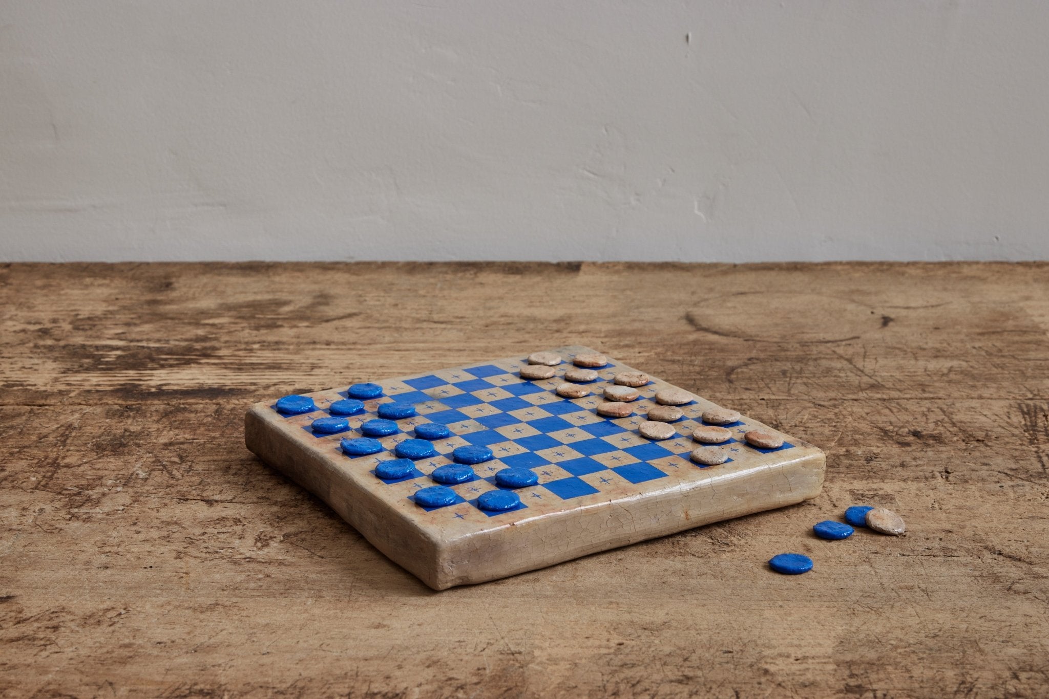 Blue Earthenware Checker Set - Nickey Kehoe