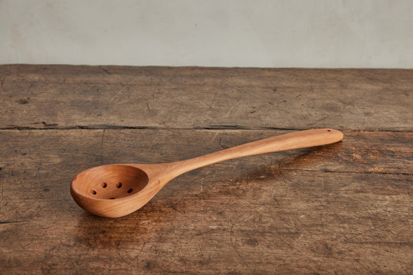 Cherry Wood Rounded Slotted Spoon - Nickey Kehoe