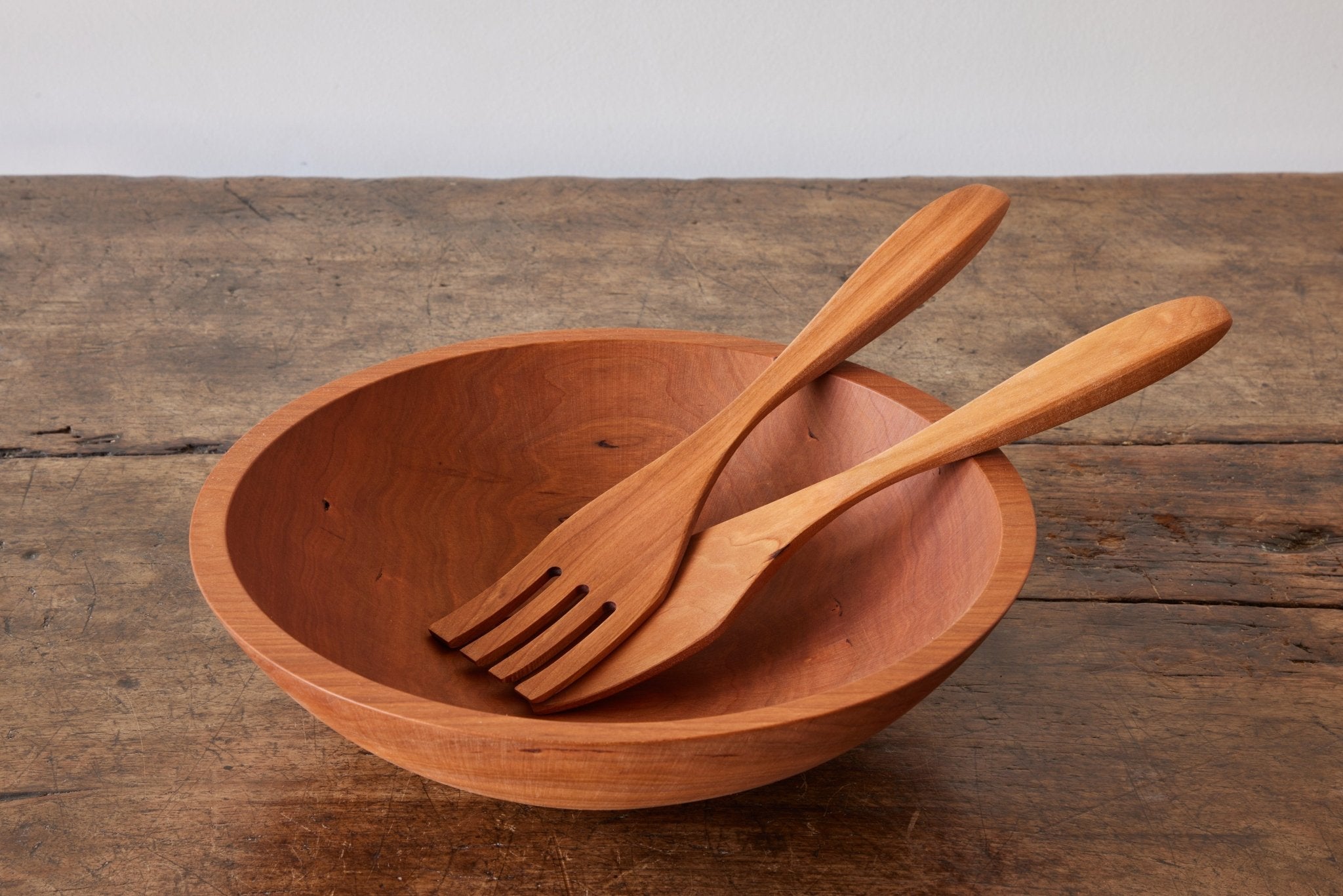 Cherry Wood Salad Servers - Nickey Kehoe