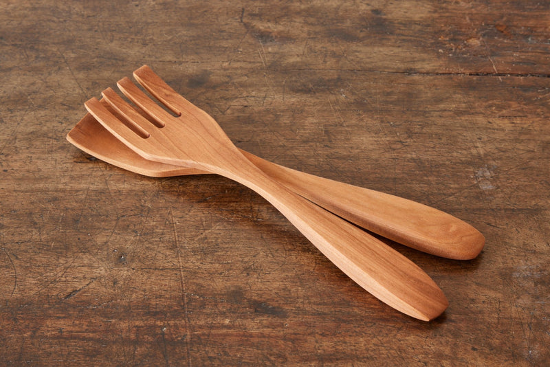 Cherry Wood Salad Servers - Nickey Kehoe