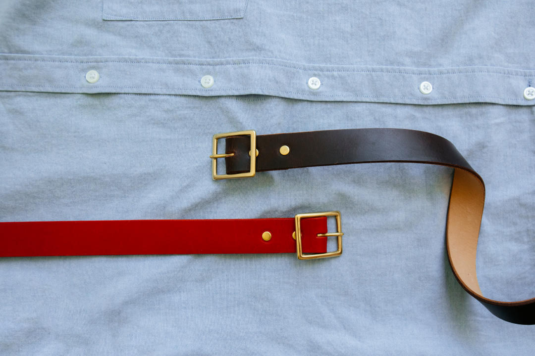 Men's Leather Belt in Red