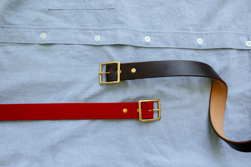 Men's Leather Belt in Red