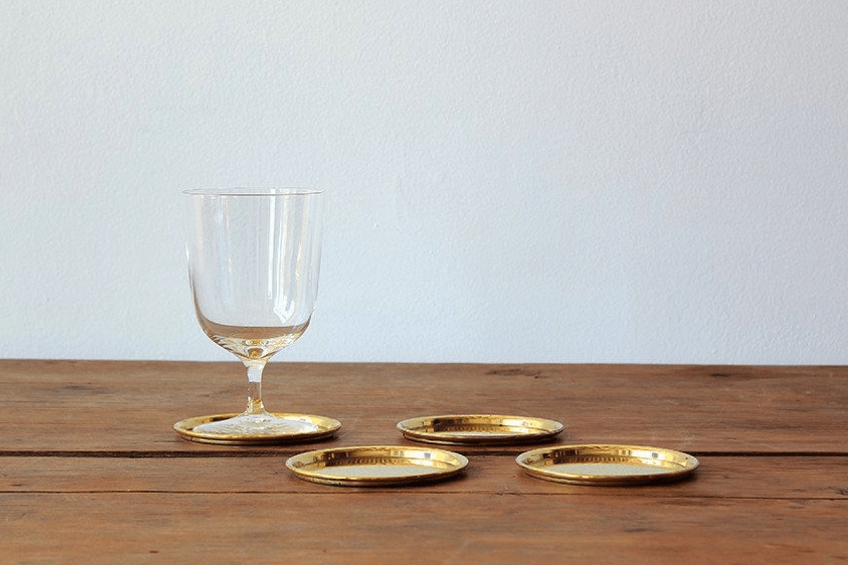 Unlacquered Brass Coasters, Set of 4