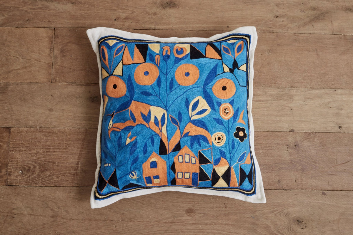 Home Sweet Home Embroidered Cashmere Pillow