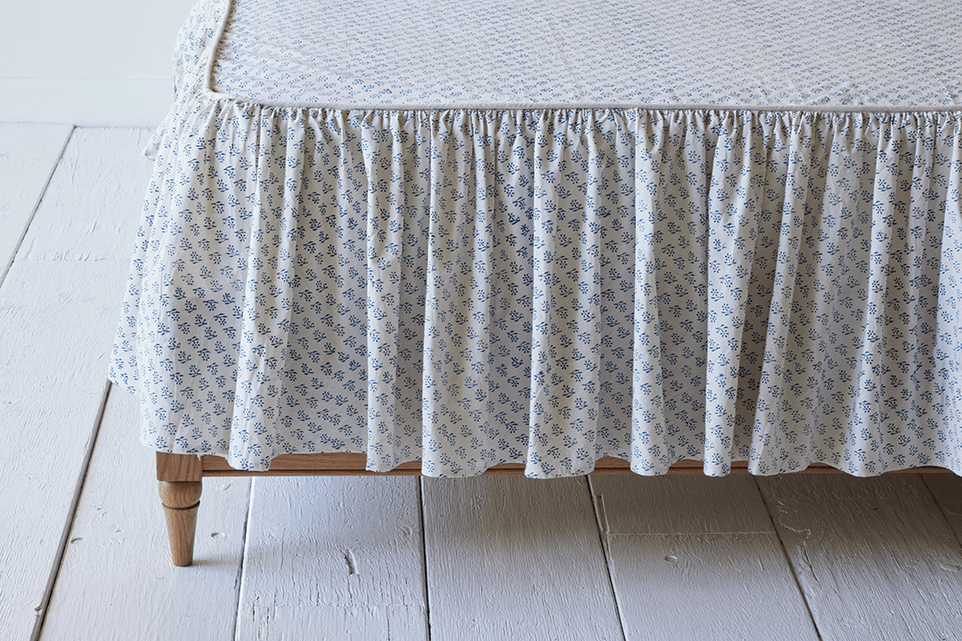 Les Indiennes, Fabiola Ruffle Bedspread in Indigo - Nickey Kehoe