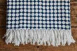 Les Indiennes, Tania Reverse Bed Throw With Fringe, Indigo - Nickey Kehoe