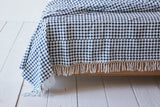 Les Indiennes, Tania Reverse Bed Throw With Fringe, Indigo - Nickey Kehoe
