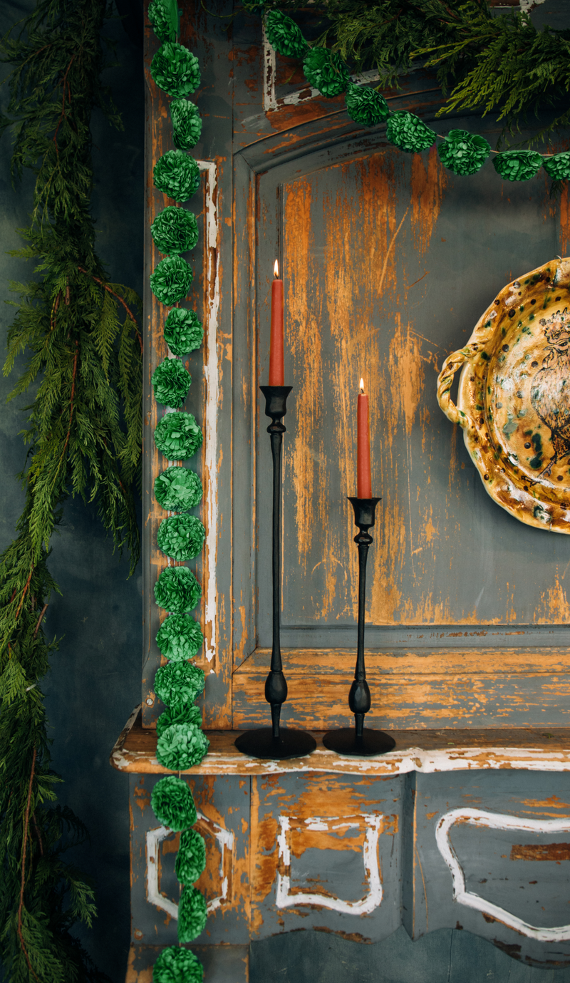 Paper Marigold Garland in Balsam Green