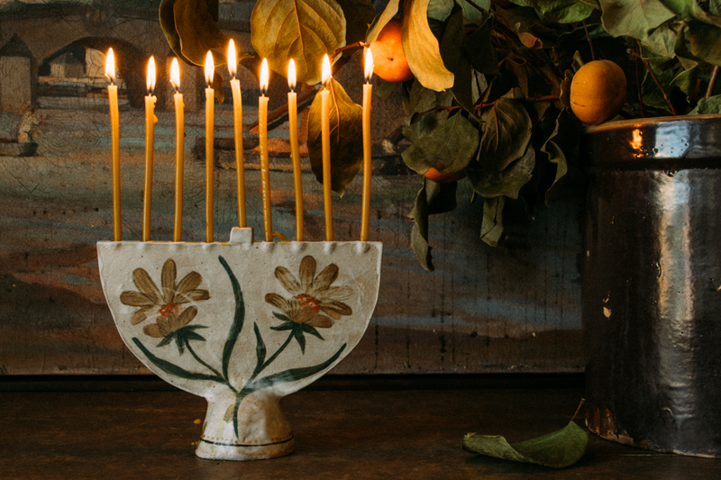 Ceramic Menorah, Botanical