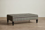Shown in Susan Deliss Bursa Stripe in Ivy Mulberry Stone and Libeco Laundered Linen in Merlot trim with Ebony