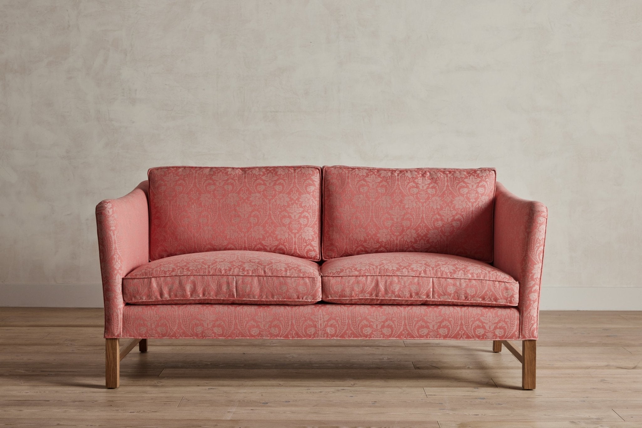 Shown in Customer's Own Material  (Italian Jacquard in Antique Pink and Taupe) and Natural Oak