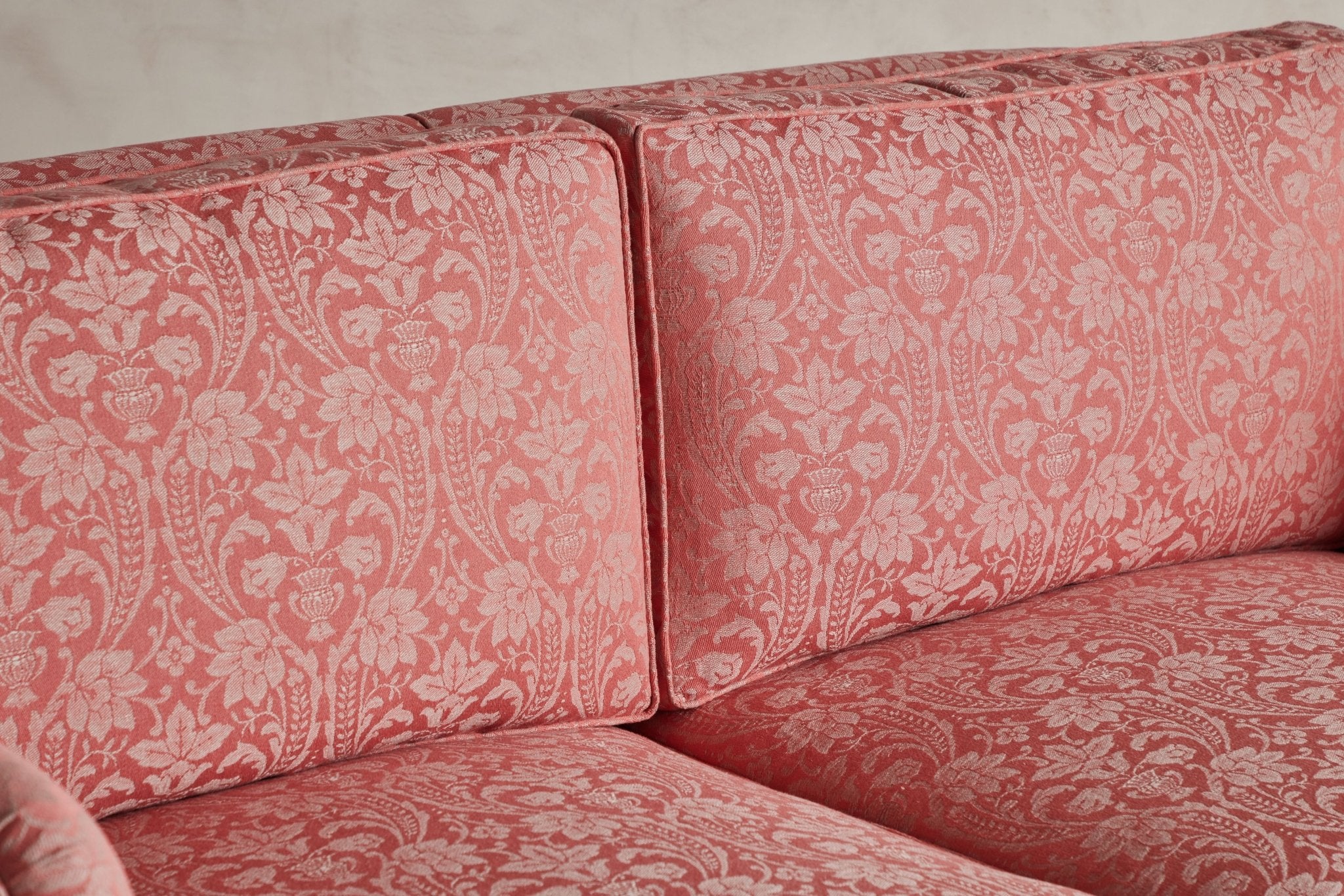Shown in Customer's Own Material  (Italian Jacquard in Antique Pink and Taupe) and Natural Oak