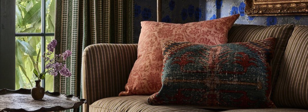 Shown in Howe Satin Stripe and Dark Oak