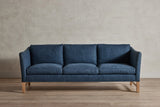 Shown in Libeco Linen in Midnight Blue and Natural Oak