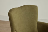 Shown in Customer's Own Material (Libeco Stonewashed Linen in Moss) and Natural Oak