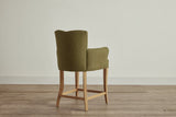 Shown in Customer's Own Material (Libeco Stonewashed Linen in Moss) and Natural Oak