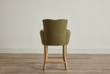 Shown in Customer's Own Material (Libeco Stonewashed Linen in Moss) and Natural Oak