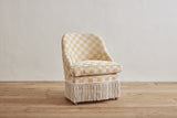 Italian Jacquard in Yellow and Cream Check with Cream Bullion Fringe