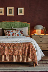 Shown in Natural Oak and Customer's Own Material (Guy Goodfellow Emerald Fez Weave) in Queen