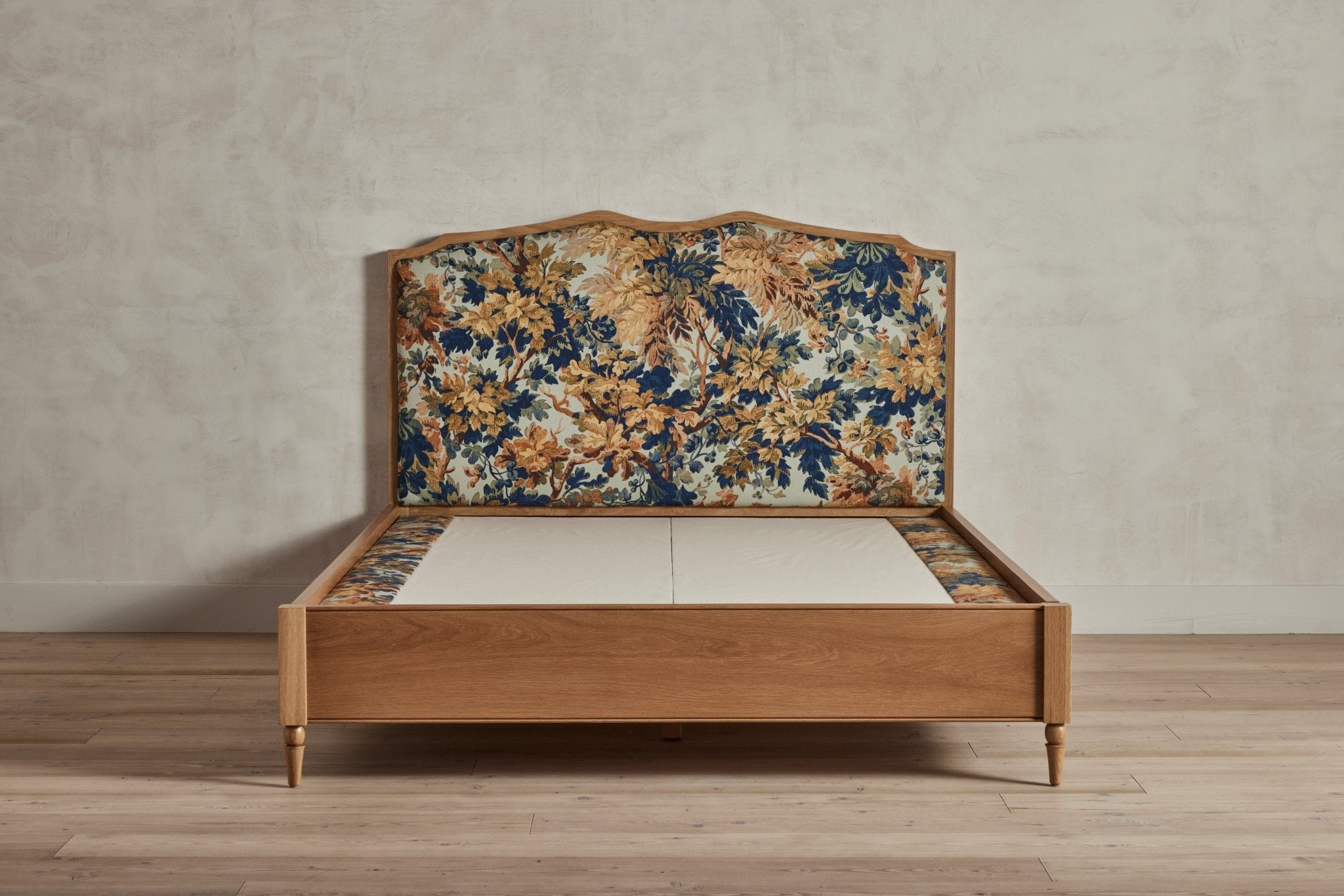 Shown in Natural Oak and Customer's Own Material (Pierre Frey Fontainbleau, Chataigne) in Queen