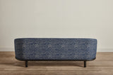 Shown in Customer's Own Material (McLaurin & Piercy Carlyle Indigo) and Dark Oak, 90 in.