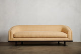Shown in Customer's Own Material (Cornsilk Linen) and Dark Oak, 90 in.