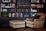 Shown in Howe Satin Stripe and Dark Oak with Matching Ottoman, Large Size