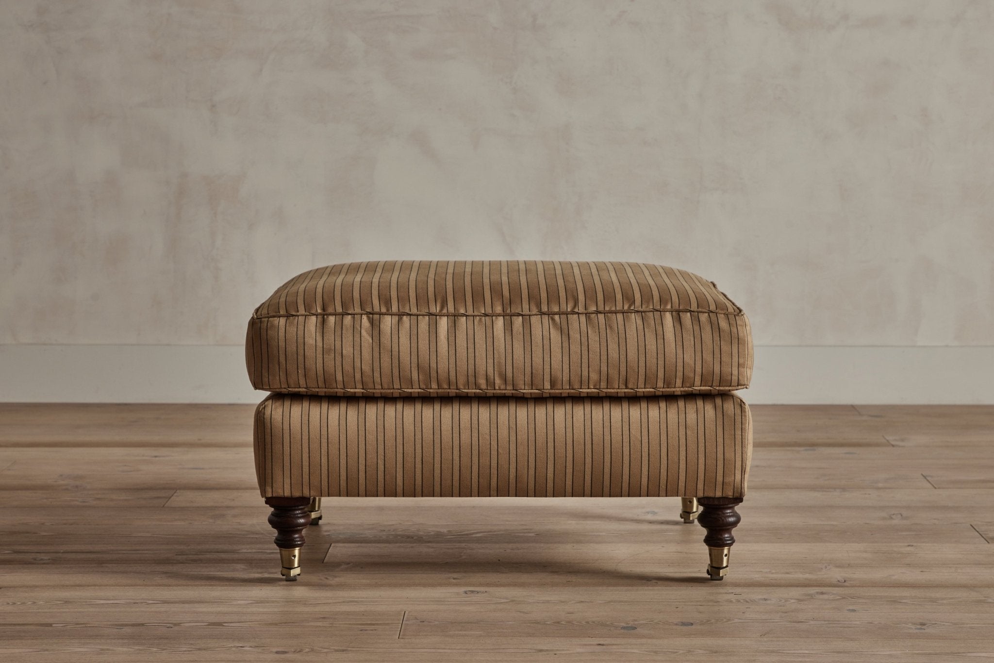 Shown in Howe Satin Stripe and Dark Oak