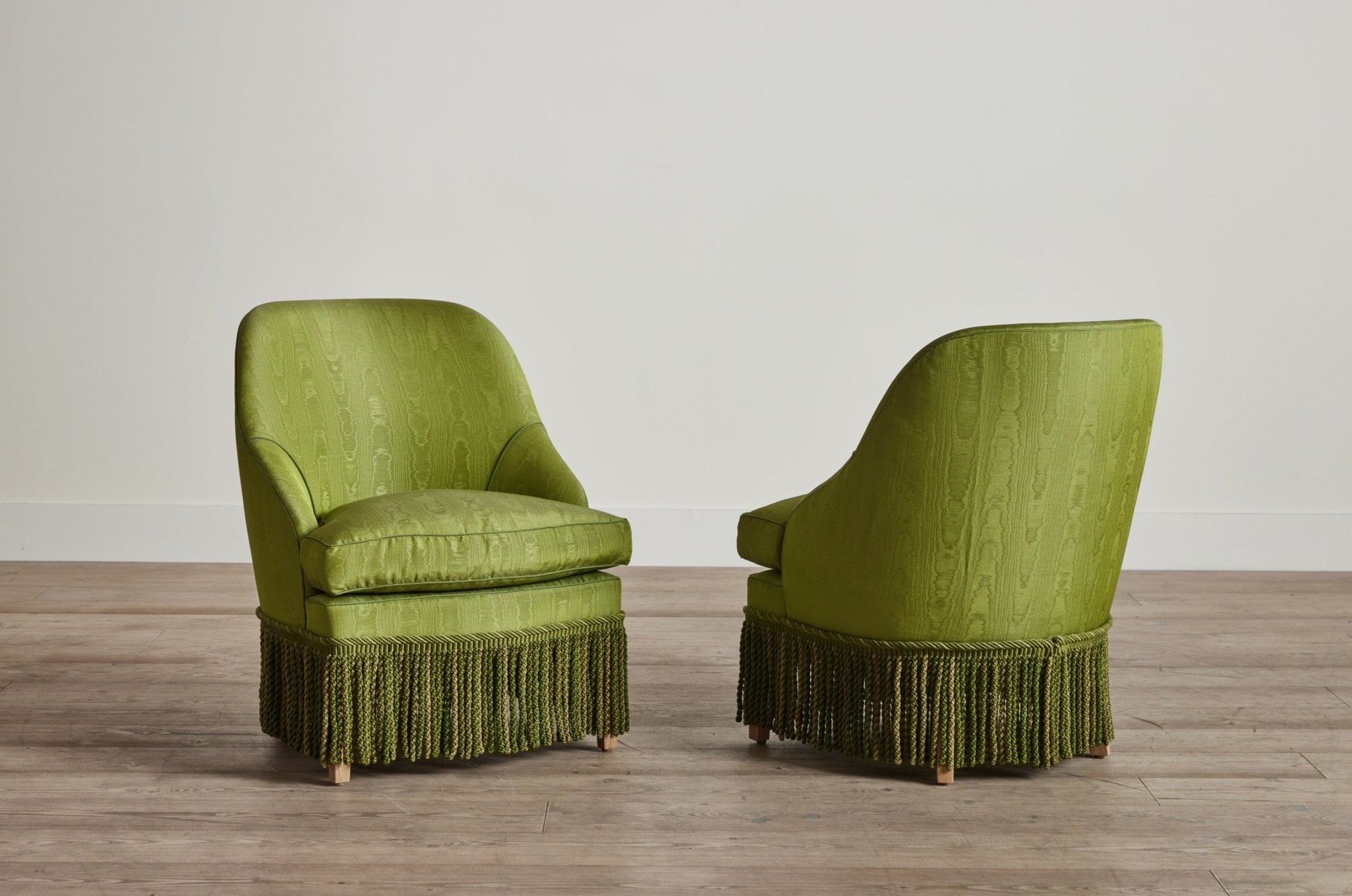 Shown in Customer's Own Material (Marvic Misa Moire Plain Fern and Samuel & Sons Astrid Bullion Fringe 09 Basil)