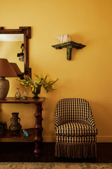 Shown in Customer's Own Material (Wells Textiles Sonoma Check) and Dark Oak