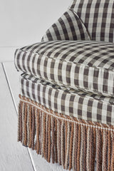 Shown in Customer's Own Material (Wells Textiles Sonoma Check) and Dark Oak