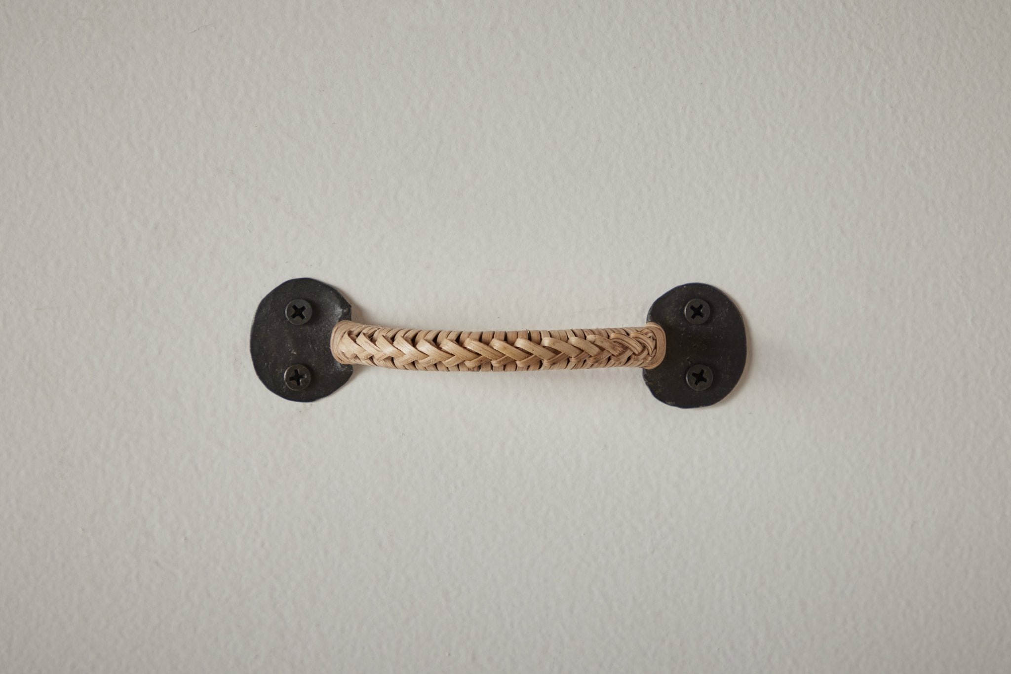 Nickey Kehoe Forged Iron Drawer Pull with Braided Bamboo - Nickey Kehoe