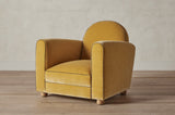 Shown in Customer's Own Material (George Spencer Design Velvet with Howe Leather Piping in Slate) and Natural Oak