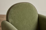 Shown in Customer's Own Material (Holland & Sherry Rambouillet Basil with Howe Leather Piping in Tobacco) and Dark Oak